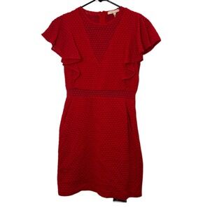 Maje Paris Red Roucoul Heart Embroidered Mini Dress Size 2 US S NWOT $440